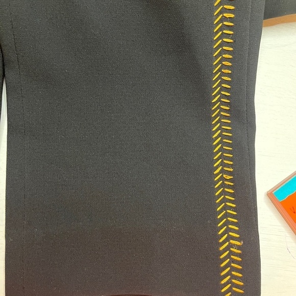 Rag & Bone Gold Fishbone Detail Black Pants Sz 8 - Picture 5 of 14